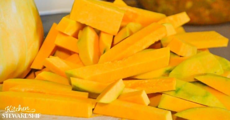 peeled and sliced squash