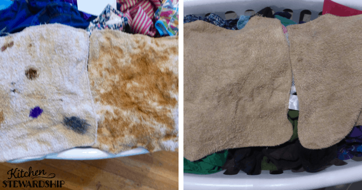 washcloths before and after washing