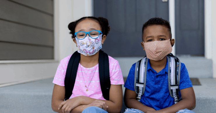 kids wearing masks