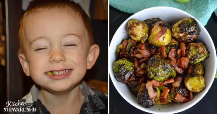 kid eating brussels sprouts