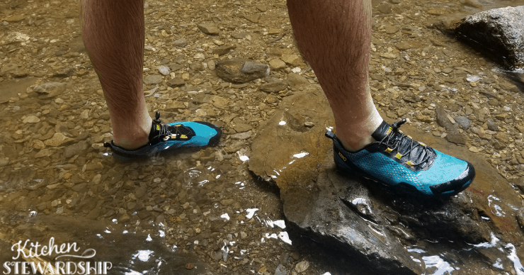 wearing Xero shoes water shoes