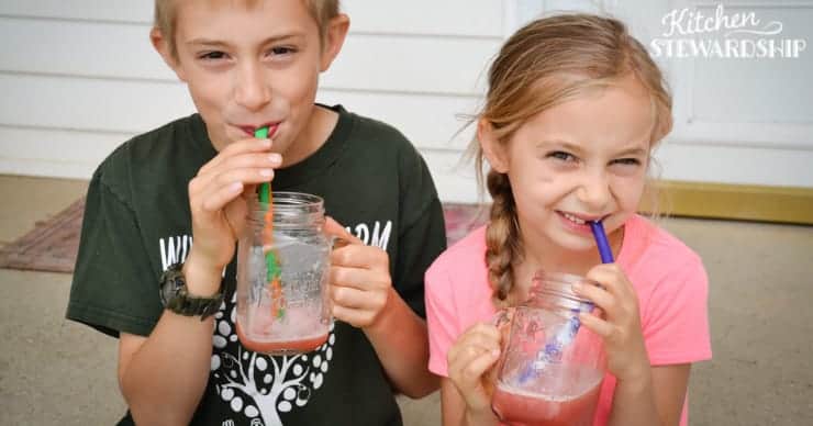 kids drinking watermelon slushies