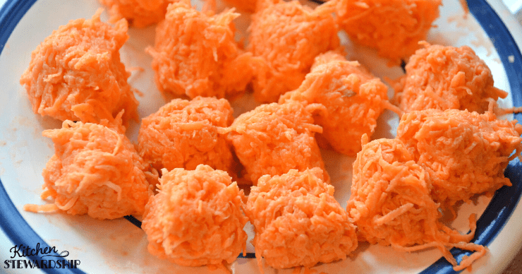 Sweet potato tots before cooking