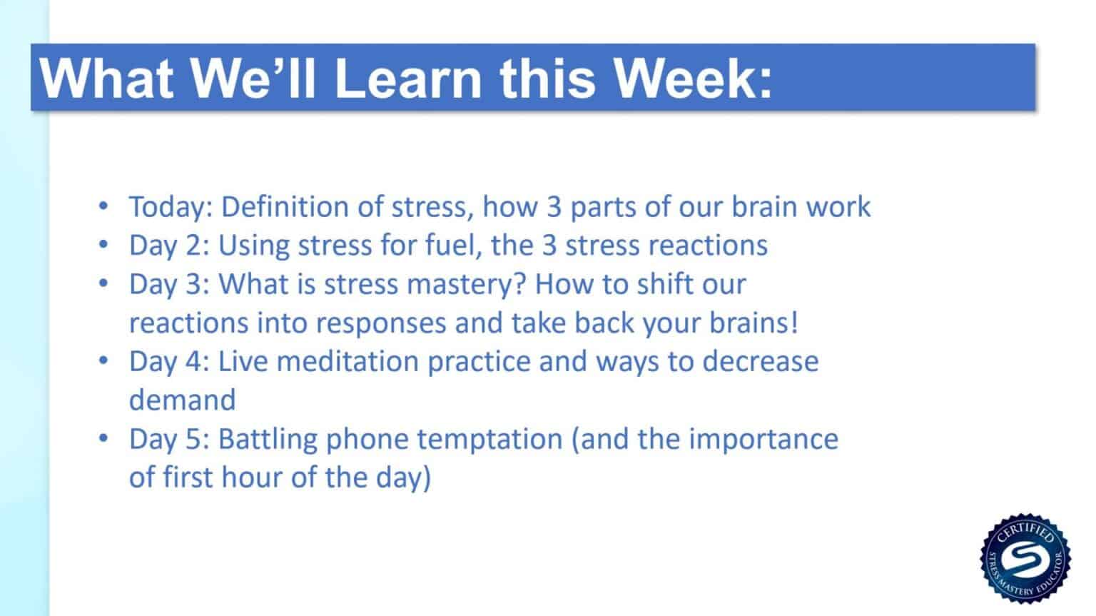 what we'll learn this week