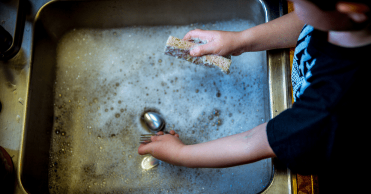 washing dishes