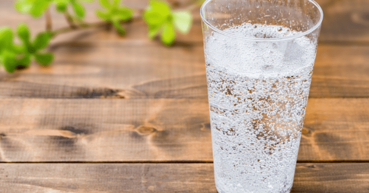 A glass of sparkling water