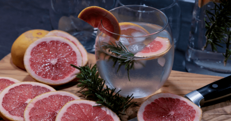 grapefruit and a drink