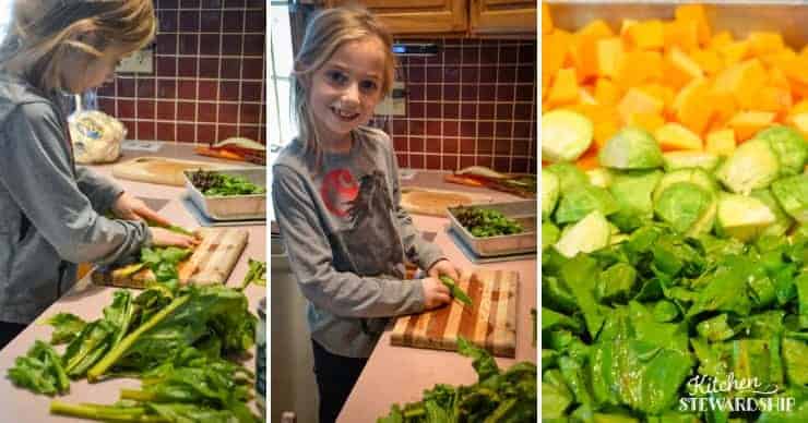 girl chopping winter vegetables 
