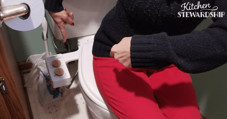 Tushy bidet attachment on a toilet