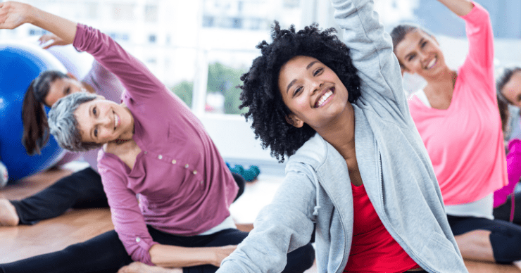 women doing yoga