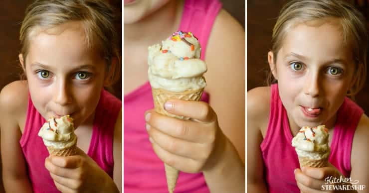 Girl licking ice cream cone
