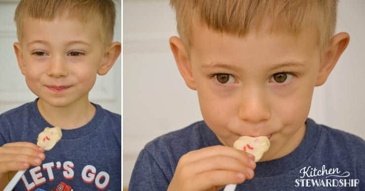 Boy eating a scoop of dairy-free ice cream