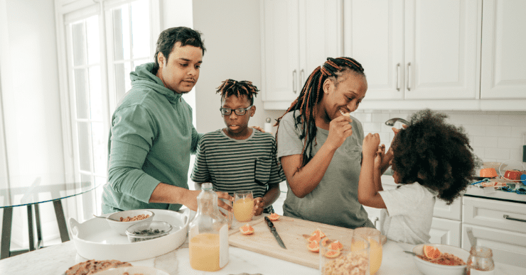 family preparing dinner