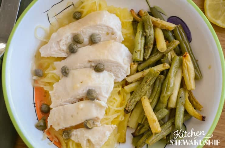 Chicken piccata sheet pan dinner