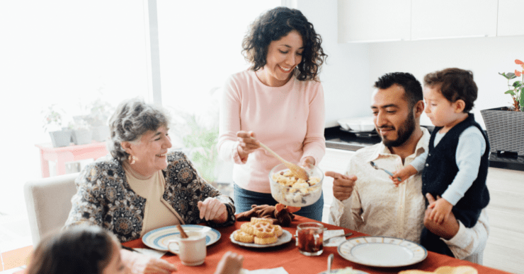 Family having dinner