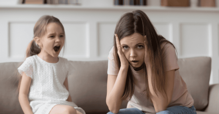 child yelling at mom