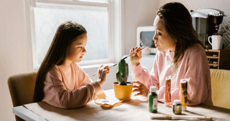 mother and daughter painting 