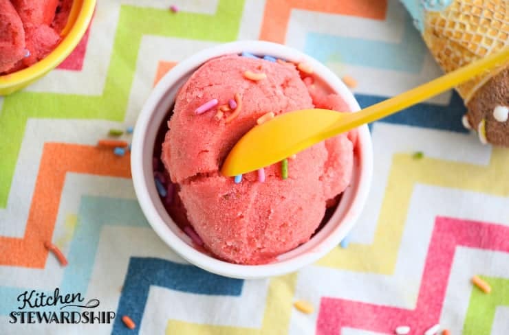 Dairy-free strawberry sorbet