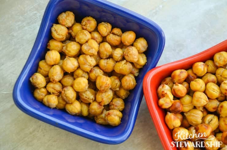 bowls of crispy air fryer chickpeas