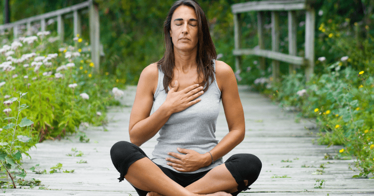 woman relaxing and meditating