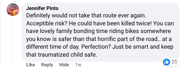 Facebook comment on biking