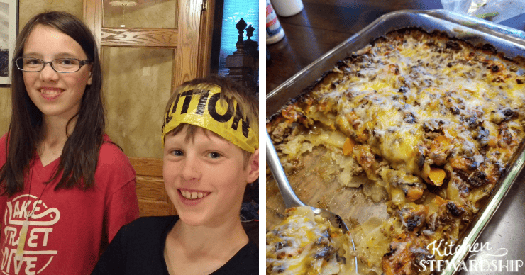 kid chef's and hamburger casserole