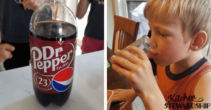 Boy trying soda for the first time