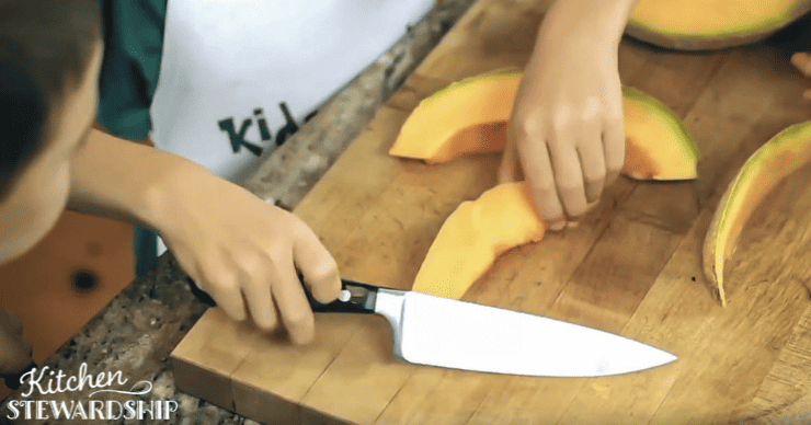 cutting cantaloupe
