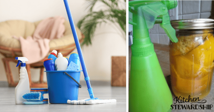 cleaning supplies including orange peel cleaner