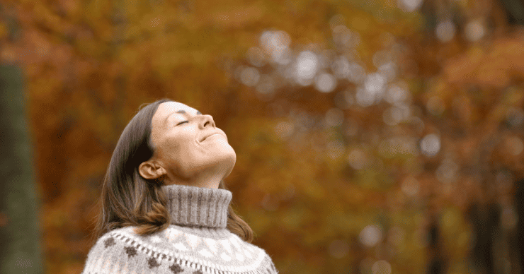 woman outside in fall