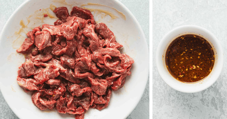 beef and sauce for kung pao beef