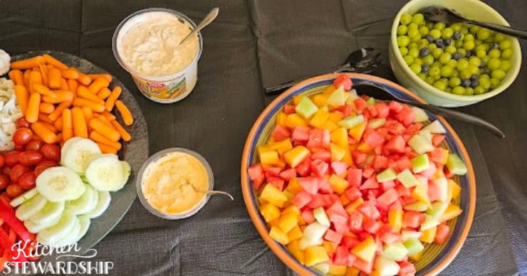 fruits and veggies for large party