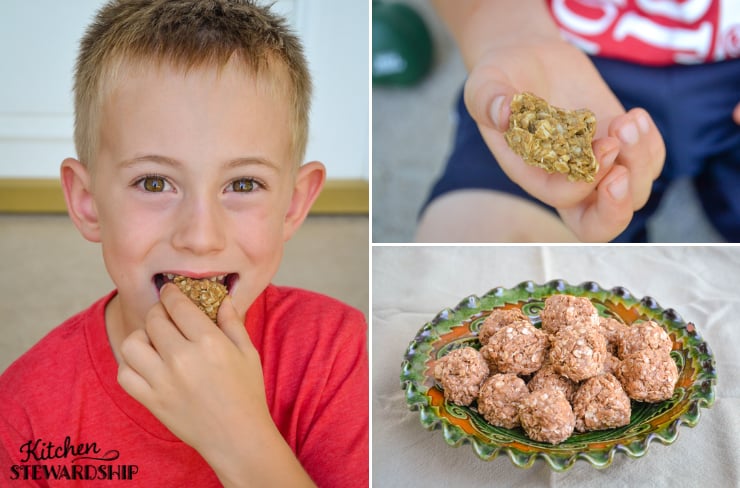 boy eating easy energy balls