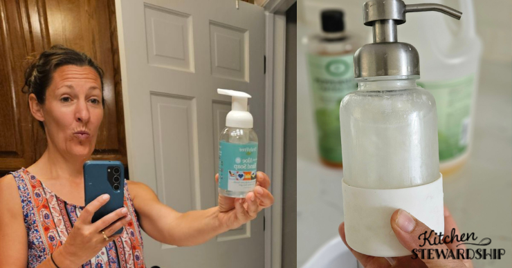 foaming soap in the bathroom