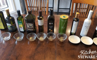 10 olive oils set up for tasting